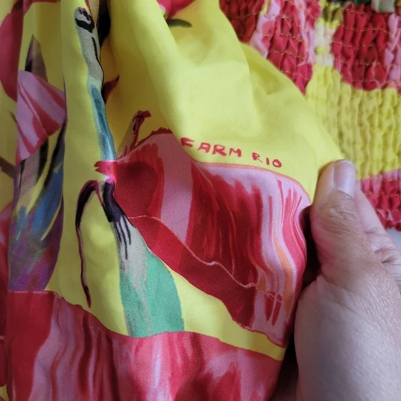 Farm Rio, Sweet Jungle Lime Crop‎ Top, Lime Yellow/Red/Pink, Size XS - Picture 13 of 16